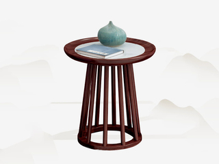  新中式 进口乌金木 纹理自然温润 细腻柔滑岩板 镂空实木脚 稳固结实 黑檀色 角几