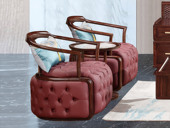 檀影轩 新中式 进口乌金木 纹理自然温润 细腻舒适仿真皮 匀称拉点工艺 厚实高密度海绵座包 黑檀色 休闲椅