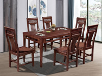 檀影轩 新中式 进口乌金木 纹理自然温润 大板桌面随心置物 厚实框架方正美学 黑檀色 餐桌