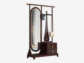 檀影轩 新中式 进口乌金木 纹理自然温润 雅致琵琶造型 多元收纳空间 实木穿衣镜+衣帽架一体组合 1.2米 衣帽架