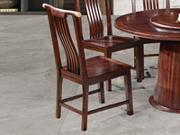 檀影轩 新中式 进口乌金木 纹理自然温润 传统官帽造型 舒适弧形靠背 黑檀色 餐椅（单把价格 需双数购买 单数不发货）
