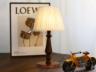 【包邮】 宋式美学风格 白蜡木+布艺灯罩 客厅卧室中古系列 实木LT8002-胡桃-三色 胡桃木色 台灯(含光源 E27)（内蒙古，新疆，西藏，青海，甘肃、宁夏等地区不包邮 运费请咨询客服)