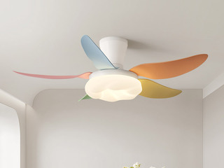 【包邮】 现代简约风格 铁材+ABS+PE滚塑 客厅卧室系列 ZYS3032彩色-吸顶款-离线语音+遥控 彩色 风扇灯(含光源 38W)（内蒙古，新疆，西藏，青海，甘肃、宁夏等地区不包邮 运费请咨询客服)