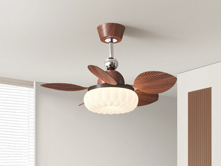 【包邮】 现代简约风格 铁材+ABS+PE滚塑 客厅卧室系列 ZYS3033胡桃-吊灯款-三色+遥控 胡桃 风扇灯(含光源 48W)（内蒙古，新疆，西藏，青海，甘肃、宁夏等地区不包邮 运费请咨询客服)