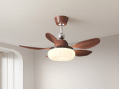 【包邮】格美灯饰 现代简约风格 铁材+ABS+PE滚塑 客厅卧室系列 ZYS3034胡桃-吊灯款-三色+遥控 胡桃 风扇灯(含光源 48W)（内蒙古，新疆，西藏，青海，甘肃、宁夏等地区不包邮 运费请咨询客服)