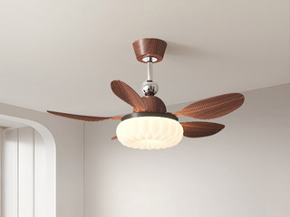 【包邮】 现代简约风格 铁材+ABS+PE滚塑 客厅卧室系列 ZYS3034胡桃-吊灯款-三色+遥控 胡桃 风扇灯(含光源 48W)（内蒙古，新疆，西藏，青海，甘肃、宁夏等地区不包邮 运费请咨询客服)