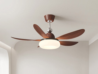 【包邮】 现代简约风格 铁材+ABS+PE滚塑 客厅卧室系列 ZYS3035胡桃-吊灯款-离线语音+遥控 胡桃 风扇灯(含光源 48W)（内蒙古，新疆，西藏，青海，甘肃、宁夏等地区不包邮 运费请咨询客服)