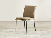 天禧派 顾家家居旗下轻时尚品牌 极简风格 亲肤高质感皮艺 无直角造型贴合脊柱曲线 碳素钢框架高承重不变形 美观弧形边缘 奶咖色 餐椅（单把价格 需双数购买 单数不发货）