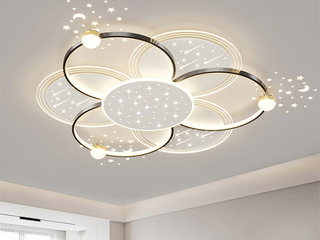 【包邮】 现代简约 铁+亚克力 客厅卧室系列 全屋套餐XY0295黑-两室两厅-三色变光 黑色 两室两厅(含光源 LED贴片)（内蒙古，新疆，西藏，青海，甘肃、宁夏等地区不包邮 运费请咨询客服）