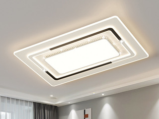 【包邮】 现代简约 铁+亚克力 客厅卧室系列 全屋套餐XY0264黑-两室两厅-三色变光 黑色 两室两厅(含光源 LED贴片)（内蒙古，新疆，西藏，青海，甘肃、宁夏等地区不包邮 运费请咨询客服）