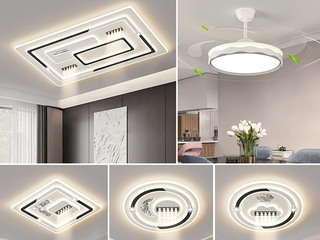 【包邮】 现代简约 铁+亚克力 客厅卧室系列 全屋套餐XY0263黑-三室两厅-离线语音+遥控 黑色 三室两厅(含光源 LED贴片)（内蒙古，新疆，西藏，青海，甘肃、宁夏等地区不包邮 运费请咨询客服）