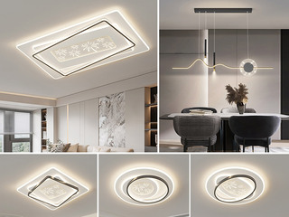 【包邮】 现代简约 铁+亚克力 客厅卧室系列 全屋套餐XY0117C黑-三室两厅-离线语音+遥控 黑色 三室两厅(含光源 LED贴片)（内蒙古，新疆，西藏，青海，甘肃、宁夏等地区不包邮 运费请咨询客服）