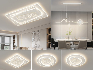 【包邮】 现代简约 铁+亚克力 客厅卧室系列 全屋套餐XY0117C白-三室两厅-离线语音+遥控 白色 三室两厅(含光源 LED贴片)（内蒙古，新疆，西藏，青海，甘肃、宁夏等地区不包邮 运费请咨询客服）