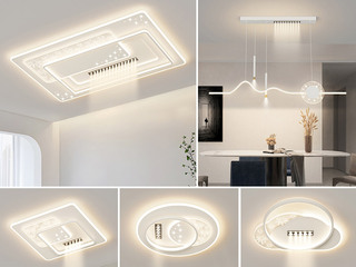 【包邮】 现代简约 铁+亚克力 客厅卧室系列 全屋套餐XY0230白-三室两厅-离线语音+遥控 白色 三室两厅(含光源 LED贴片)（内蒙古，新疆，西藏，青海，甘肃、宁夏等地区不包邮 运费请咨询客服）