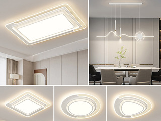 【包邮】 现代简约 铁+亚克力 客厅卧室系列 全屋套餐XY0221白-三室两厅-离线语音+遥控 白色 三室两厅(含光源 LED贴片)（内蒙古，新疆，西藏，青海，甘肃、宁夏等地区不包邮 运费请咨询客服）