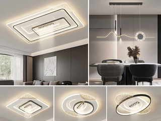 【包邮】 现代简约 铁+亚克力 客厅卧室系列 全屋套餐XY0226黑-三室两厅-离线语音+遥控 黑色 三室两厅(含光源 LED贴片)（内蒙古，新疆，西藏，青海，甘肃、宁夏等地区不包邮 运费请咨询客服）