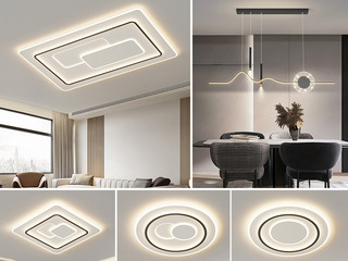 【包邮】 现代简约 铁+亚克力 客厅卧室系列 全屋套餐XY0223黑-三室两厅-三色变光 黑色 三室两厅(含光源 LED贴片)（内蒙古，新疆，西藏，青海，甘肃、宁夏等地区不包邮 运费请咨询客服）