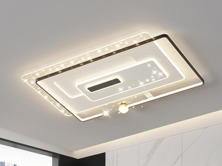 【包邮】 现代简约 铁+亚克力 客厅卧室系列 全屋套餐XY0210黑-两室两厅-离线语音+遥控 黑色 两室两厅(含光源 LED贴片)（内蒙古，新疆，西藏，青海，甘肃、宁夏等地区不包邮 运费请咨询客服）