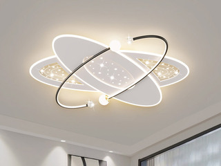 【包邮】 现代简约 铁+亚克力 客厅卧室系列 全屋套餐XY0203黑-两室两厅-三色变光 黑色 两室两厅(含光源 LED贴片)（内蒙古，新疆，西藏，青海，甘肃、宁夏等地区不包邮 运费请咨询客服）