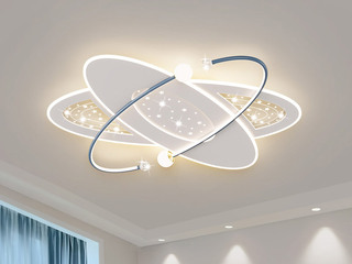 【包邮】 现代简约 铁+亚克力 客厅卧室系列 全屋套餐XY0203蓝-两室一厅-三色变光 蓝色 两室一厅(含光源 LED贴片)（内蒙古，新疆，西藏，青海，甘肃、宁夏等地区不包邮 运费请咨询客服）