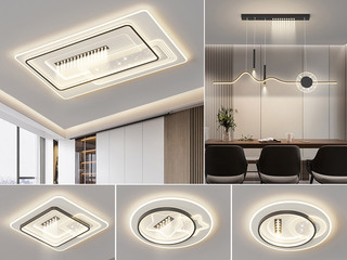 【包邮】 现代简约 铁+亚克力 客厅卧室系列 全屋套餐XY0201黑-三室两厅-离线语音+遥控 黑色 三室两厅(含光源 LED贴片)（内蒙古，新疆，西藏，青海，甘肃、宁夏等地区不包邮 运费请咨询客服）