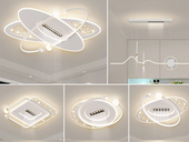 【包邮】格美灯饰 现代简约 铁+亚克力 客厅卧室系列 全屋套餐XY0199白-三室两厅-三色变光 白色 三室两厅(含光源 LED贴片)（内蒙古，新疆，西藏，青海，甘肃、宁夏等地区不包邮 运费请咨询客服）