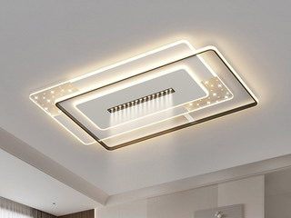 【包邮】 现代简约 铁+亚克力 客厅卧室系列 全屋套餐XY0185黑-两室两厅-离线语音+遥控 黑色 两室两厅(含光源 LED贴片)（内蒙古，新疆，西藏，青海，甘肃、宁夏等地区不包邮 运费请咨询客服）