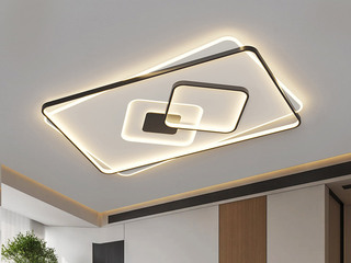 【包邮】 现代简约 铁+亚克力 客厅卧室系列 全屋套餐XY0180黑-两室两厅-离线语音+遥控 黑色 两室两厅(含光源 LED贴片)（内蒙古，新疆，西藏，青海，甘肃、宁夏等地区不包邮 运费请咨询客服）