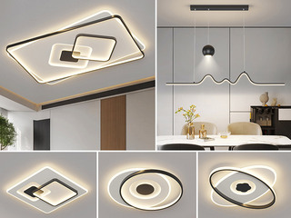 【包邮】 现代简约 铁+亚克力 客厅卧室系列 全屋套餐XY0180黑-三室两厅-离线语音+遥控 黑色 三室两厅(含光源 LED贴片)（内蒙古，新疆，西藏，青海，甘肃、宁夏等地区不包邮 运费请咨询客服）