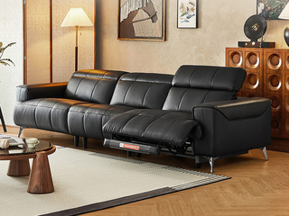  顾家家居旗下轻时尚品牌 极简风格 贝多芬真皮功能沙发 严选奢华质感头层牛皮 饱满起伏钢琴键靠背造型 翻折靠头设计躺卧随心 宽厚扶手自然承托 左功能位 大四人位沙发