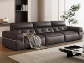 Milantti 米兰蒂 意式极简 牛魔王全真皮沙发 高质感开边工艺 至臻头层黄牛皮 蓬松高质羽绒+Q弹海绵 双重体验 分段式高靠背柔软承托 敦厚方正金属点缀扶手  直排四人位沙发