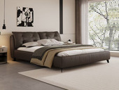 Milantti 米兰蒂 极简风格 云朵真皮床 高定头层黄牛皮 黄金配比蓬松羽绒+高弹海绵 云靠感饱满有型 手工深拉点 1.8*2.0米真皮床 （搭配十公分松木排骨架）