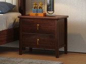 檀雅居 新中式  高品级进口乌金木 五金装饰 红檀色 床头柜