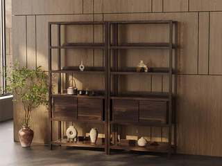  宋式写意 进口胡桃木 博古架 双边