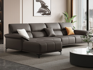 【现货】 极简风格 大象耳朵沙发 细腻柔韧仿真皮 柔软舒适 实木框架 高回弹海绵 羽绒填充柔软靠包 转角沙发 1+3+右贵妃