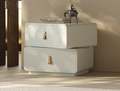 卡琪朵 奶油风 优质钢琴烤漆 360°趣味旋转置物 经典双抽大容量储物 高质缓冲导轨 床头柜