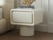 卡琪朵 奶油风 云朵床头柜 悬浮设计 优质奶白烤漆 托底缓冲导轨轻缓开合 圆润边角触感光滑 床头柜