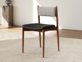 罗曼仕 中古风 高品级北美进口白蜡木 优质皮艺座包 柔软透气麻布靠包 浅色 餐椅（单把价格 需双数购买 单数不发货）