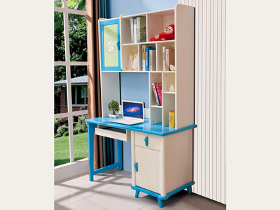  现代风格 实木 蓝白色 直角书柜