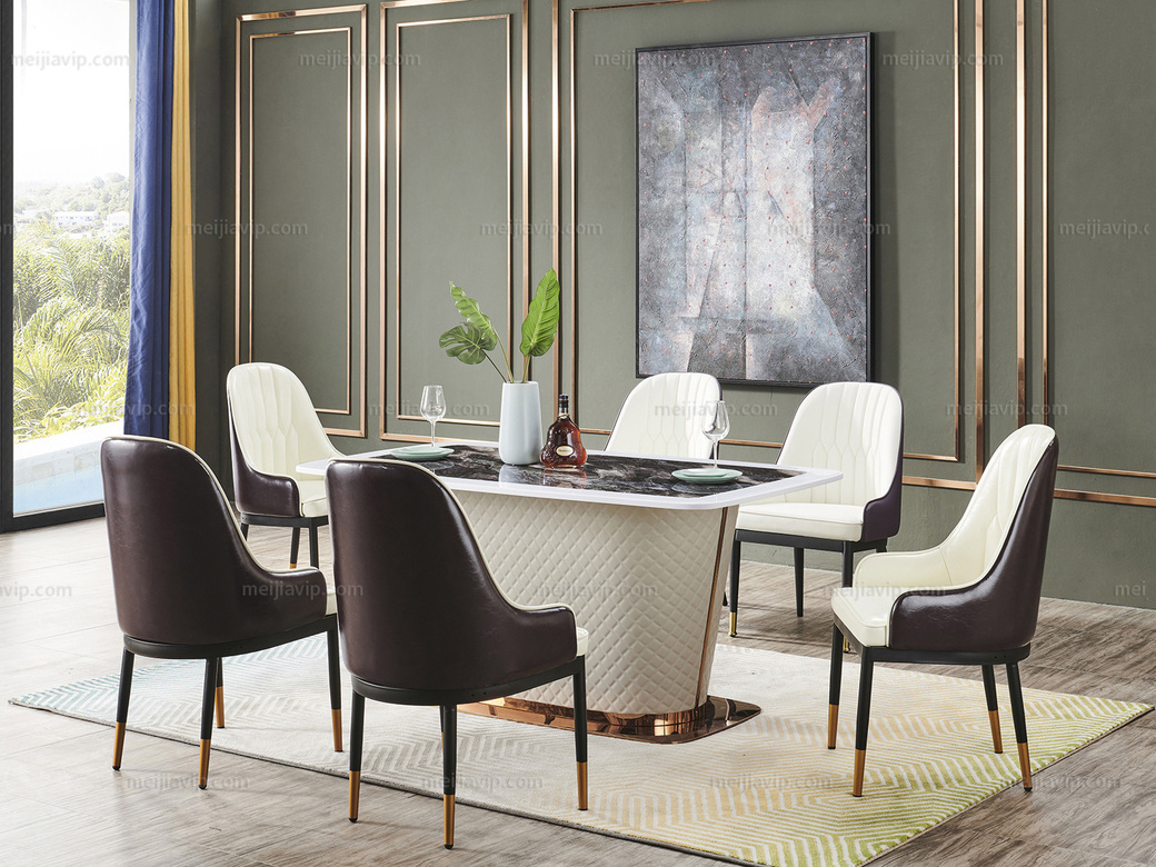 巴米尔 轻奢宾利餐台 天然大理石餐桌