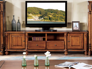  简美风格 北美鹅掌楸木 2.0米木面电视柜