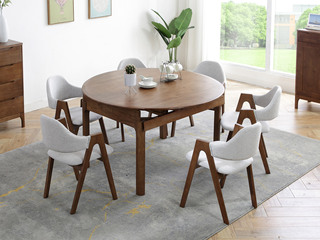  北欧风格 2320实木餐桌 胡桃色餐桌