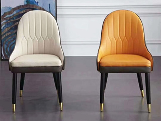  现代简约 优质PU皮 橡木脚 白+棕色 餐椅（单把价格 需双数购买 单数不发货）