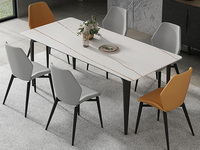 米勒 极简风格 意大利进口哑光岩板 碳素钢底架 1.4米长餐桌