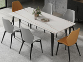 米勒 极简风格 意大利进口哑光岩板 碳素钢底架 1.6米长餐桌