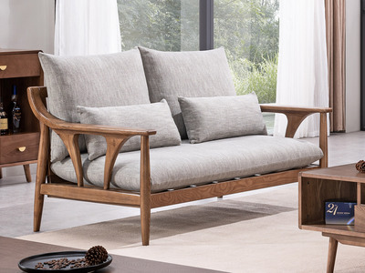  北欧风格 北美进口白蜡木 布艺沙发 两人沙发