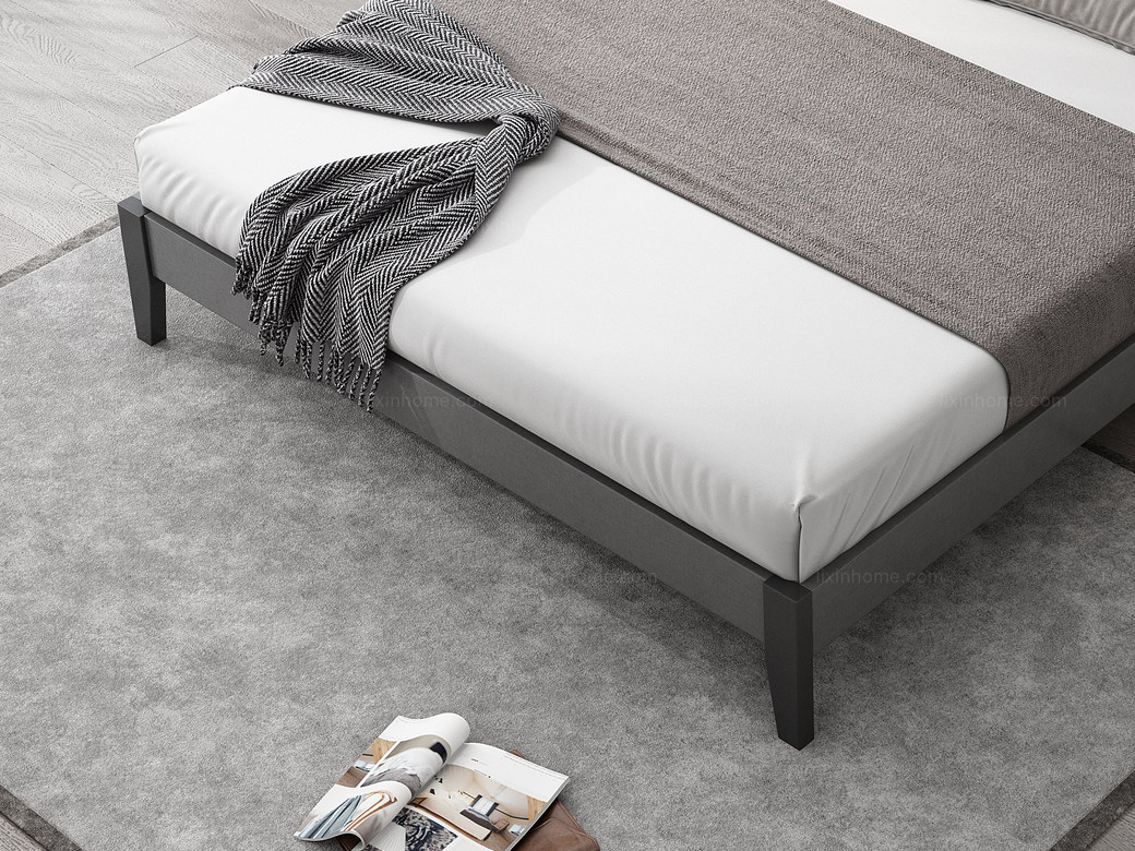 艺家 北欧风格 布纹铁灰 实木床脚 防潮排骨架 1.5m床