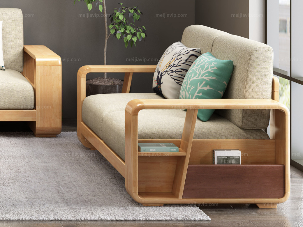 欧北之光 北欧风格 实木框架 优质麻布座包 沙发组合(1 2 3)