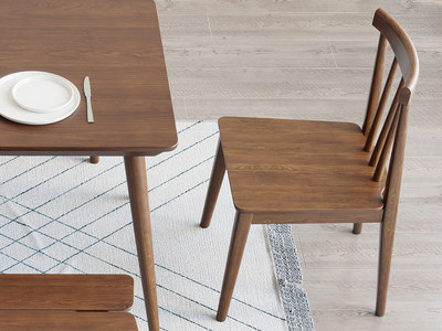  北欧风格 榉木坚固框架 胡桃色 餐椅