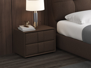  现代简约 扪布 棕色  实木抽屉 床头柜
